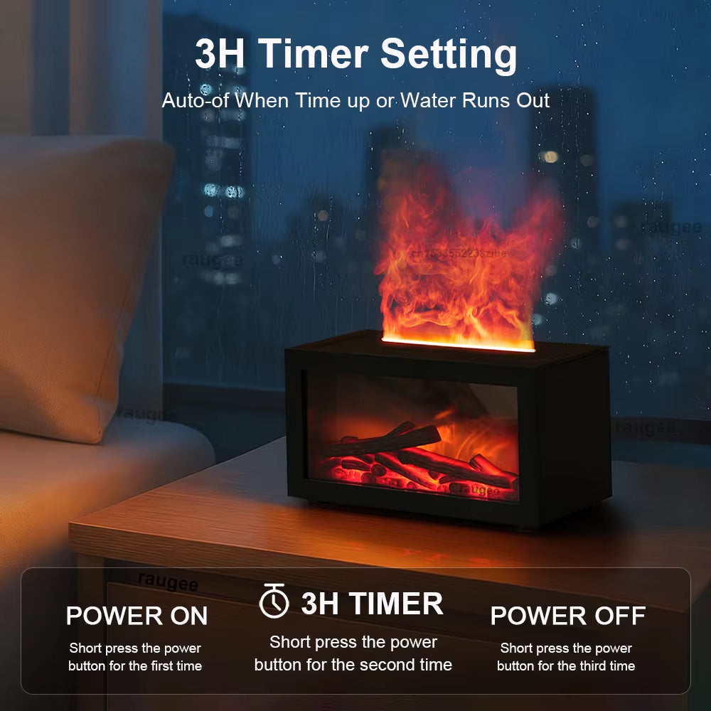 Arctic Aura™ Fireplace Flame Aroma Diffuser – Ultrasonic Humidifier & Essential Oil Aromatherapy Diffuser