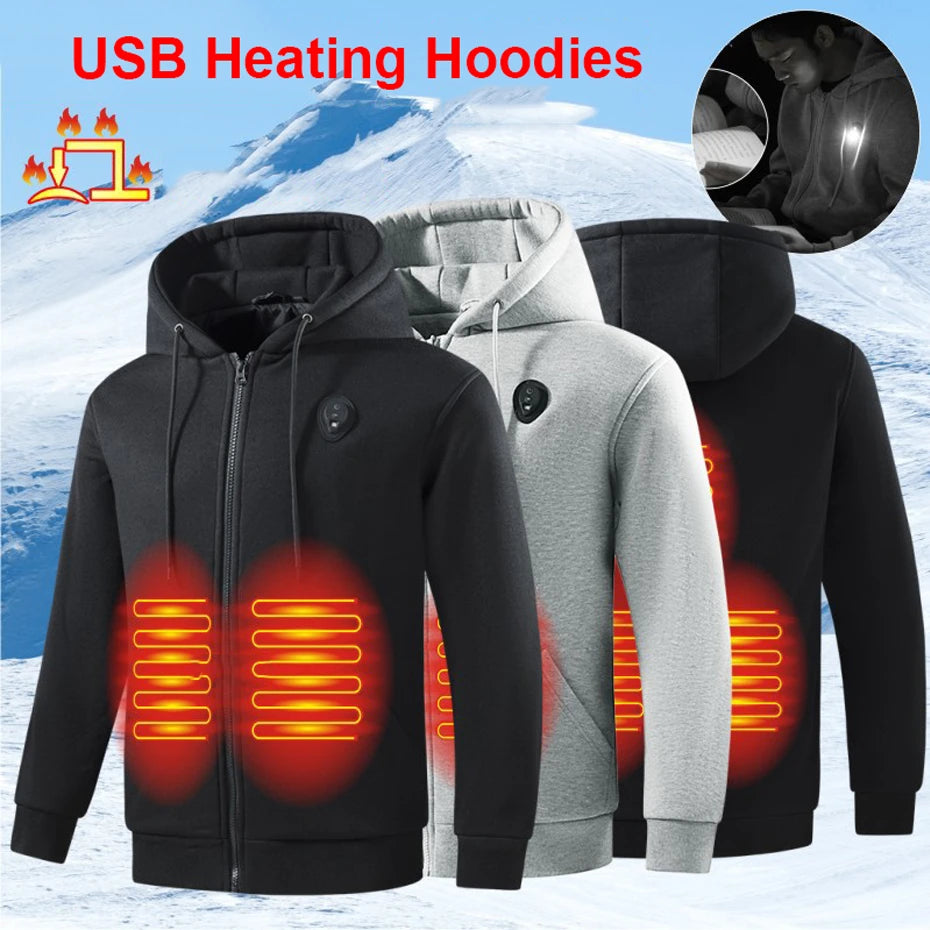 Arctic Aura™ 5-Zone USB Heated Hoodie – Electric Thermal Hooded Jacket for Men | Winter Warmth & Comfort
