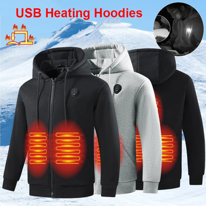 Arctic Aura™ 5-Zone USB Heated Hoodie – Electric Thermal Hooded Jacket for Men | Winter Warmth & Comfort