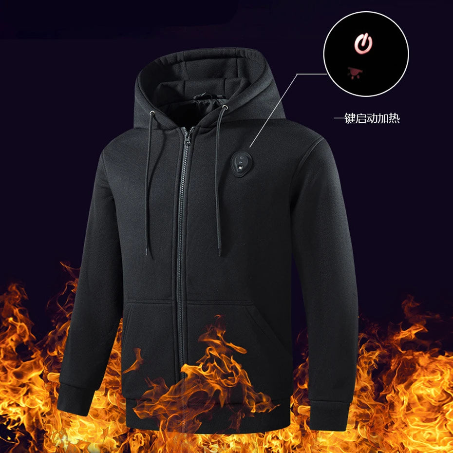 Arctic Aura™ 5-Zone USB Heated Hoodie – Electric Thermal Hooded Jacket for Men | Winter Warmth & Comfort